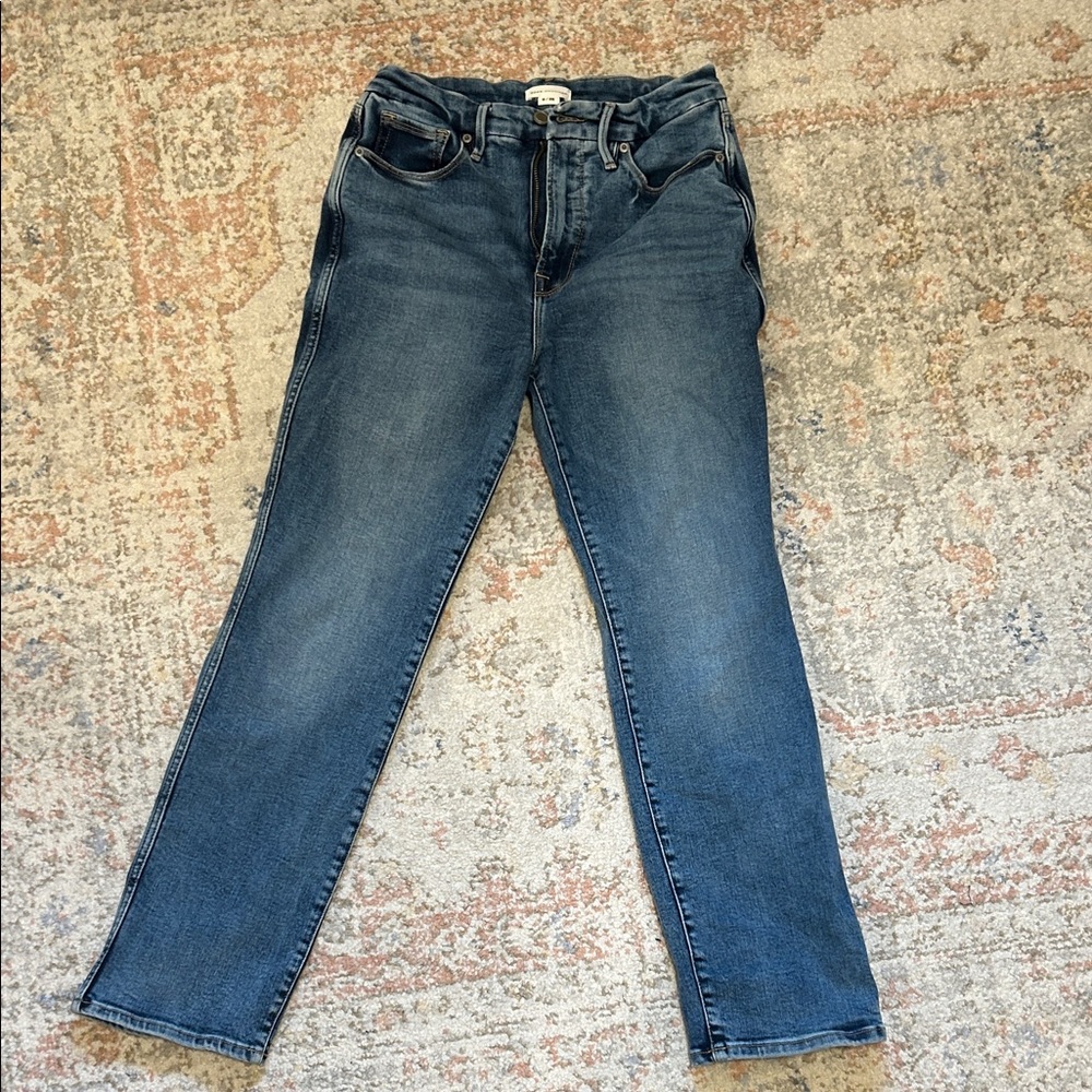 Good American Always Fits  Straight-Leg Blue Jeans